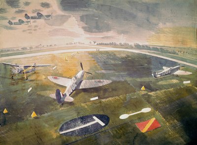 R.A.F. planes on an airfield, 1942 by Eric Ravilious